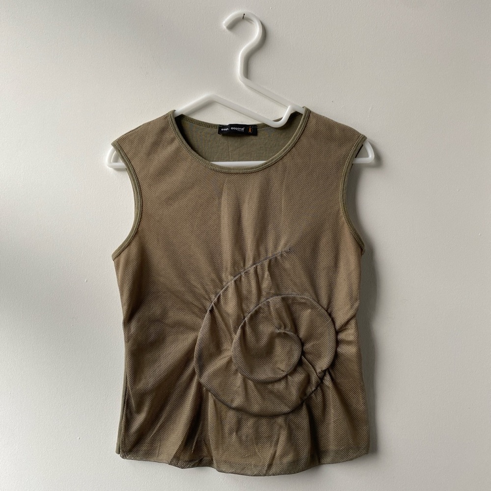 Cop.Copine Olive Spiral Detail Tank Top
